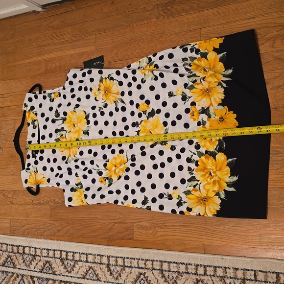ALYX DRESS WOMEN'S PLUS BLACK & WHITE FLORAL POLKA-DOT SLEEVELESS DRESS SIZE 16 - Picture 11 of 16